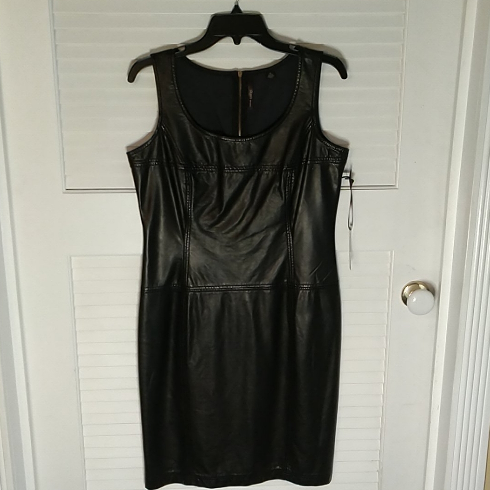 Black Leather Dress NEW Size10 Skye's The Limit